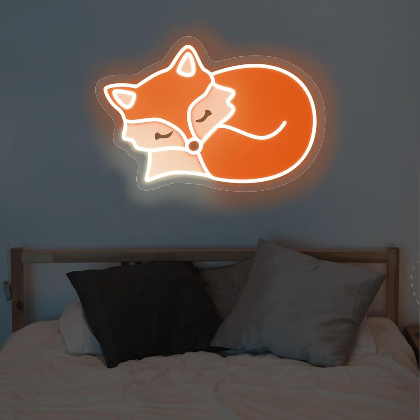 Glowing neon fox light wall decor – LED animal sign for home and kids room
