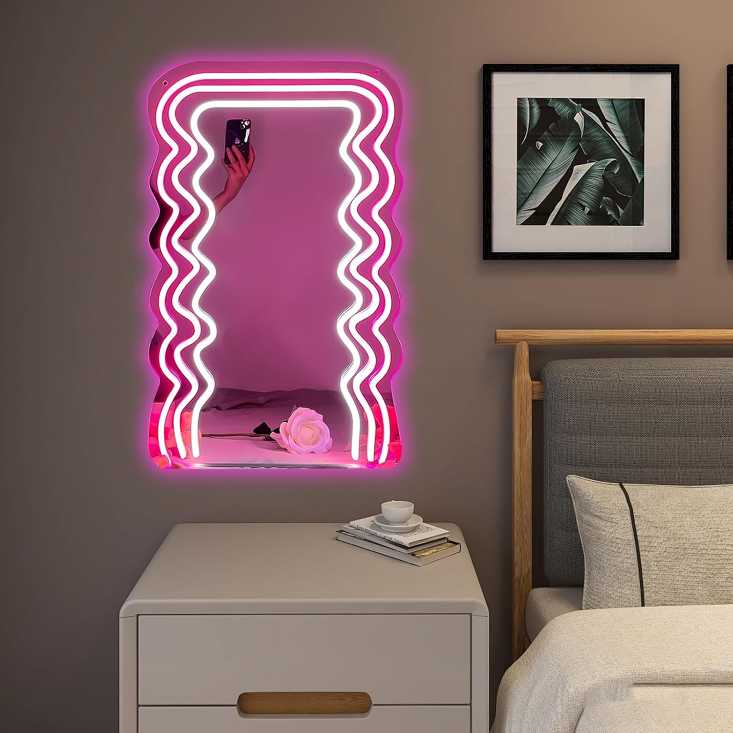 Wavy Neon LED Mirror Light - Unique Aesthetic Wall Decor for Bathroom & Bedroom - Deen neon