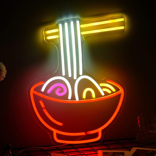 Neon Noodle Bowl Sign - LED Ramen Light for Kitchen, Restaurants & Bars - Deen neon