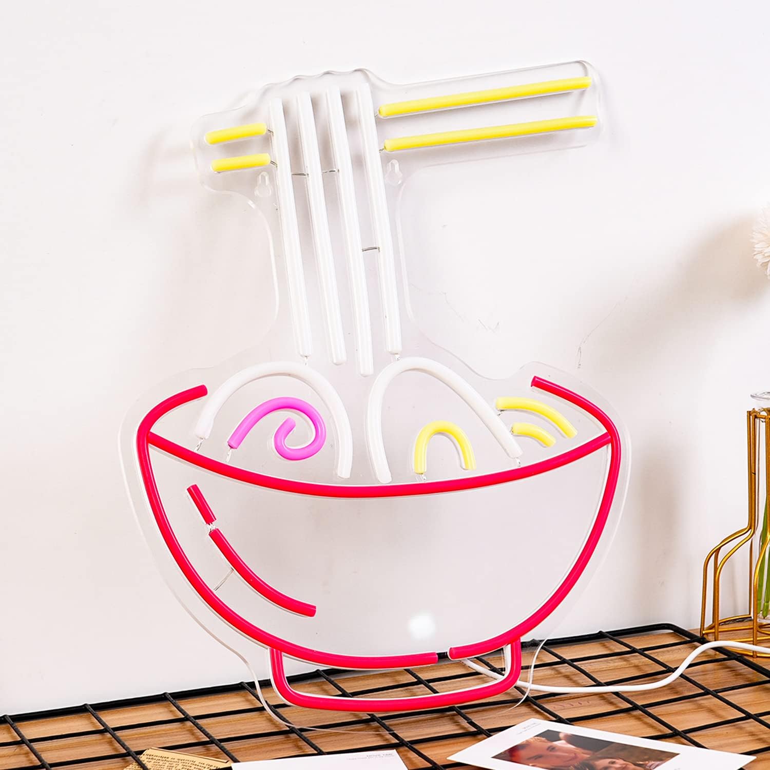 Neon Noodle Bowl Sign - LED Ramen Light for Kitchen, Restaurants & Bars - Deen neon