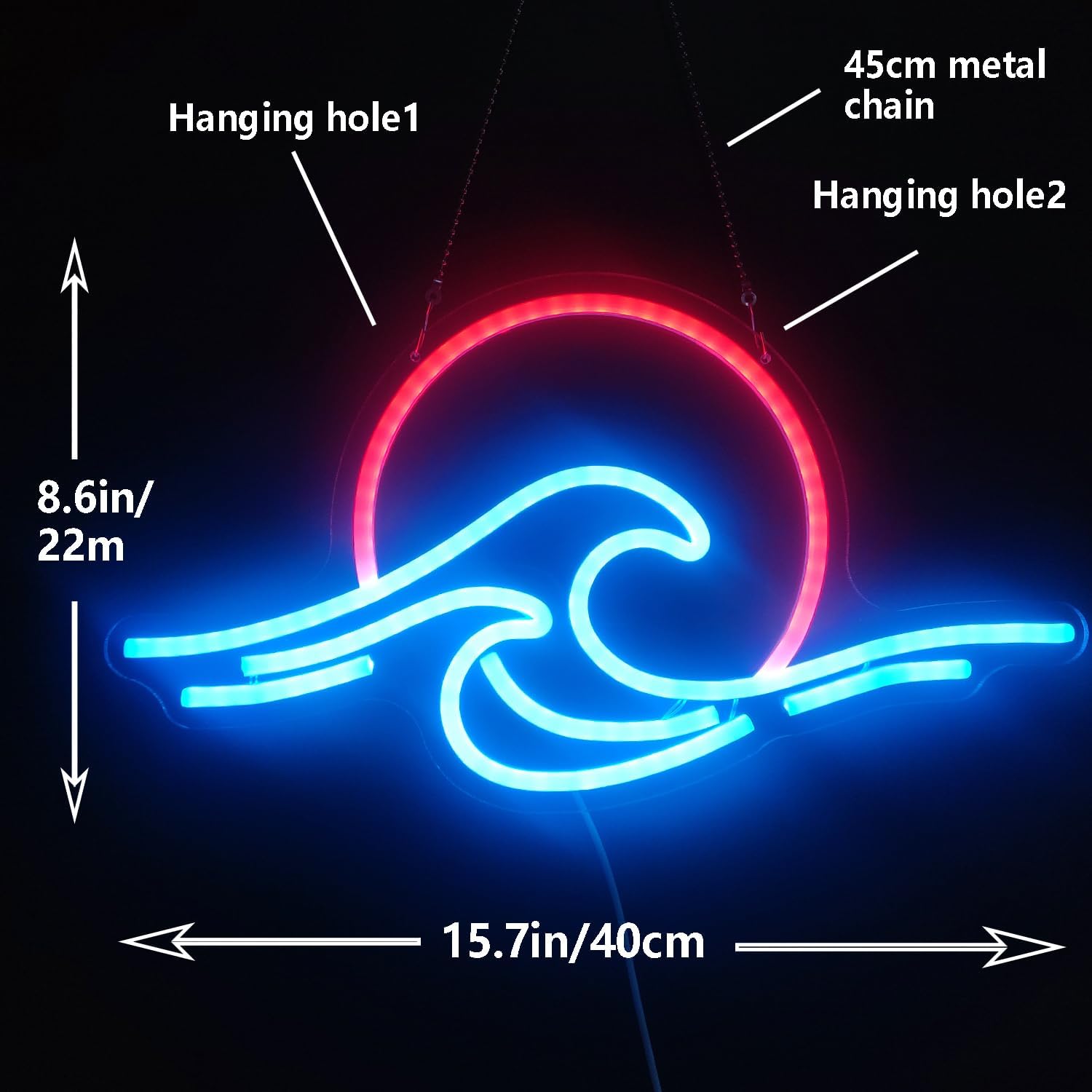 Ocean Wave & Sunrise Neon Sign - LED Wall Light for Surf Lovers, Beach Decor & Aesthetic Rooms - Deen neon