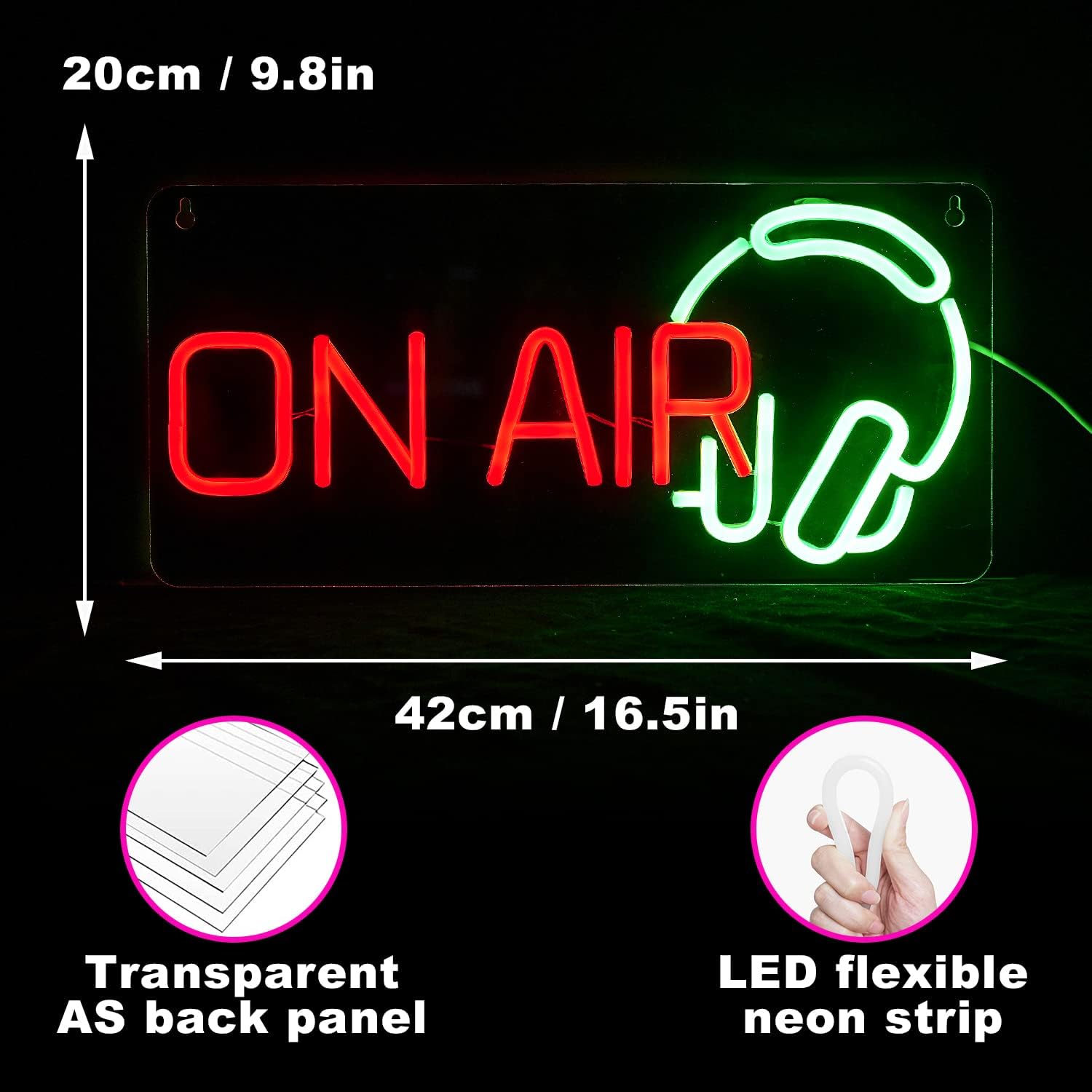 ON AIR Headphones Red Neon Sign – Studio & Podcast Room Décor - Deen neon