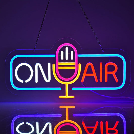 On Air Neon Sign - LED Microphone Light for Podcast, Studio & Live Streaming Decor - Deen neon