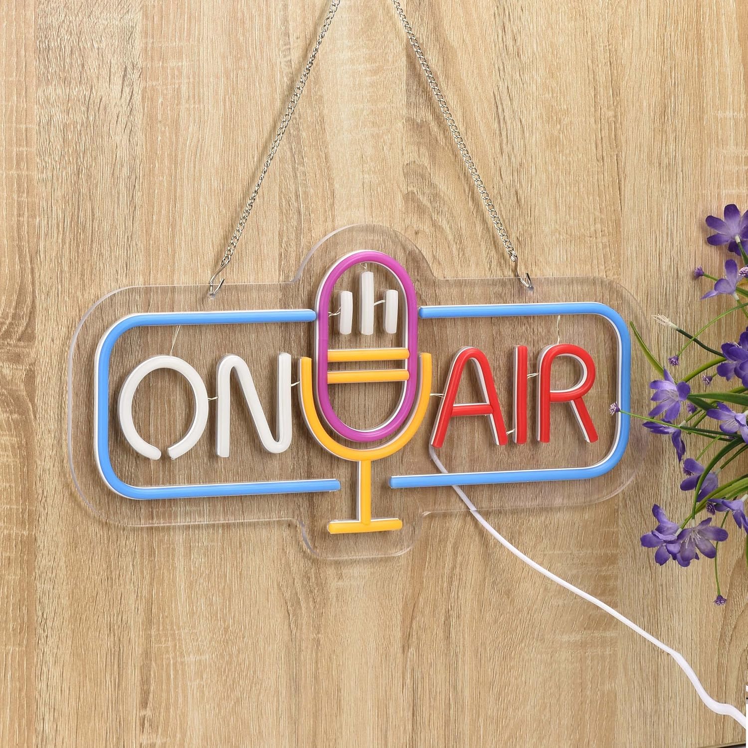 On Air Neon Sign - LED Microphone Light for Podcast, Studio & Live Streaming Decor - Deen neon