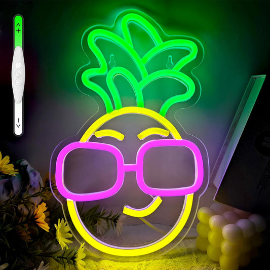 Pineapple Neon Sign with Sunglasses – Fun LED Light for Home & Bar Decor

