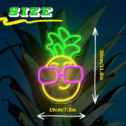 Pineapple Neon Sign with Sunglasses – Fun LED Light for Home & Bar Decor

