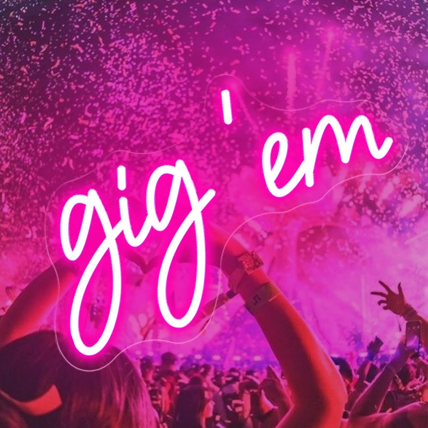 Gig 'Em Neon Sign - Pink LED Wall Light for Game Rooms, Dorms & Party Decor - Deen neon