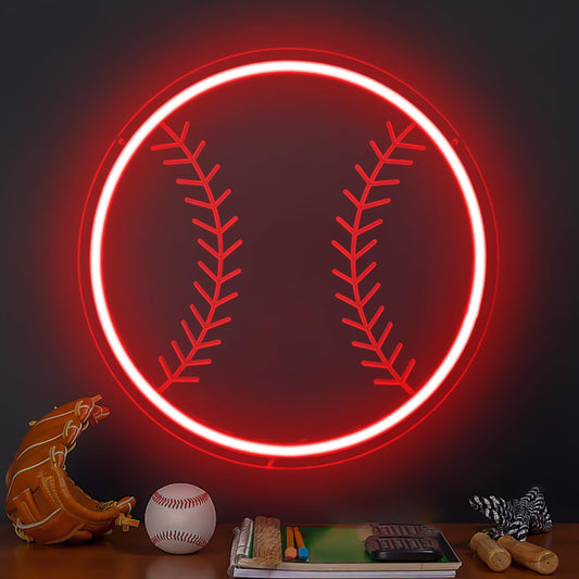 Red baseball neon sign LED wall decor light for sports fans and game rooms