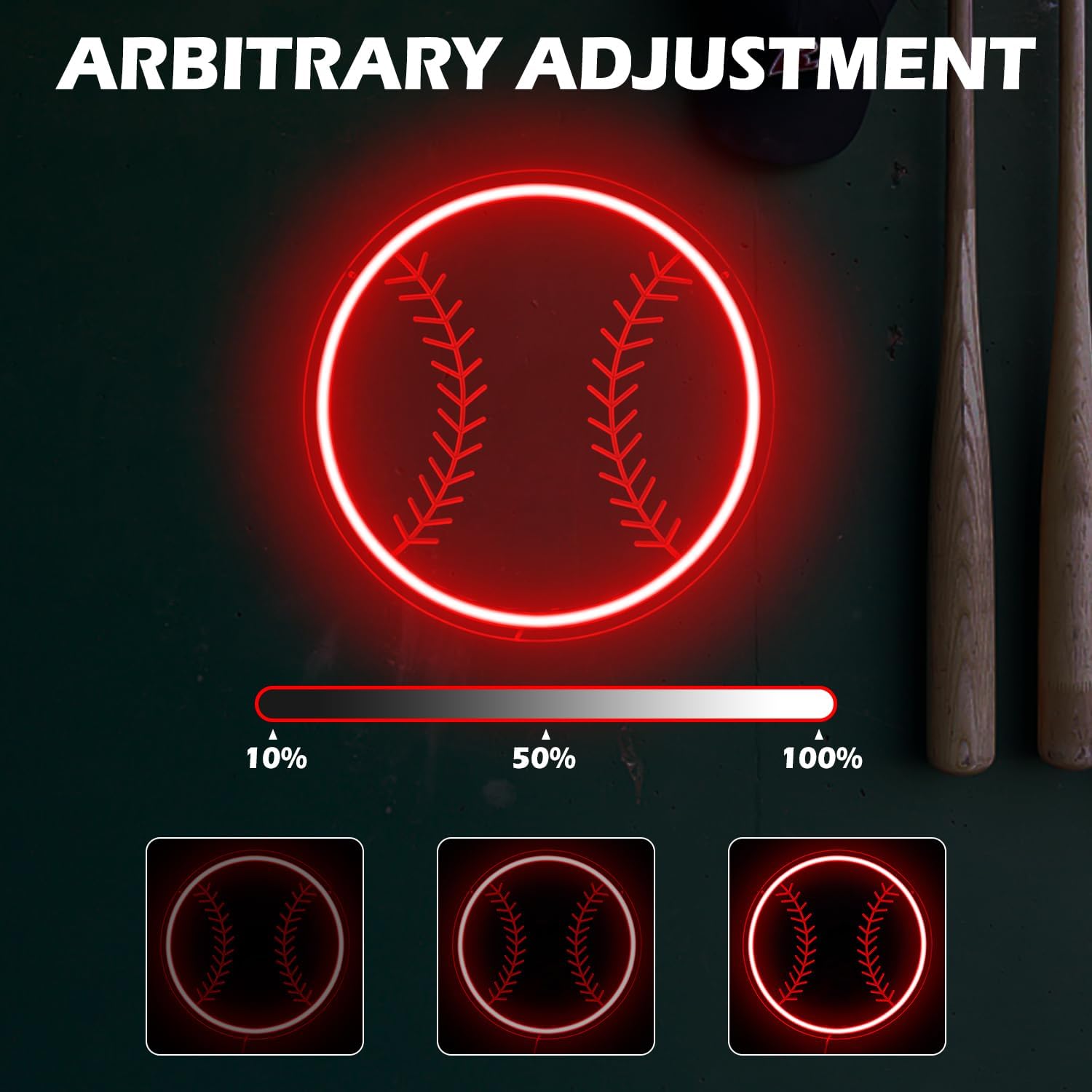 Red baseball neon sign LED wall decor light for sports fans and game rooms