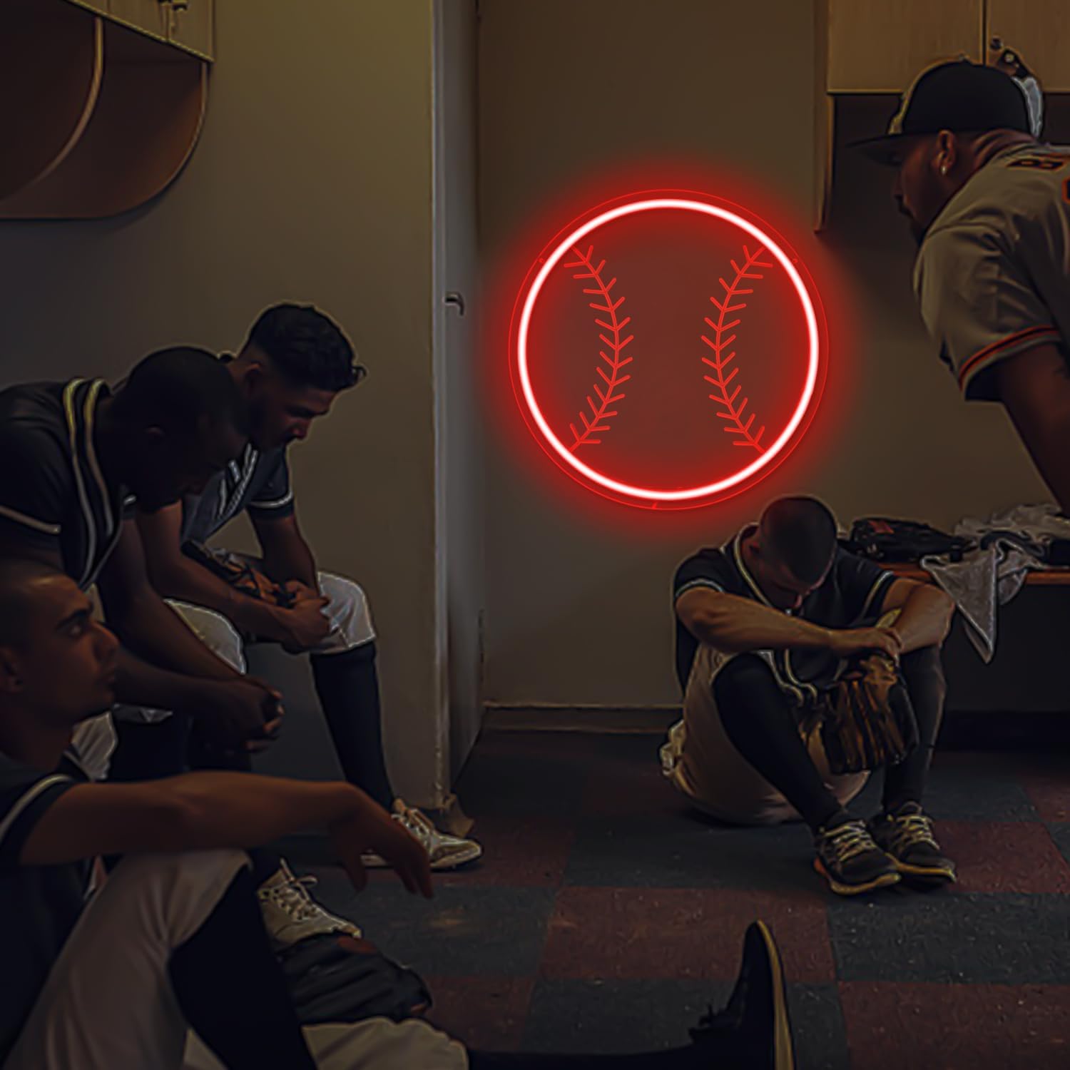 Red baseball neon sign LED wall decor light for sports fans and game rooms
