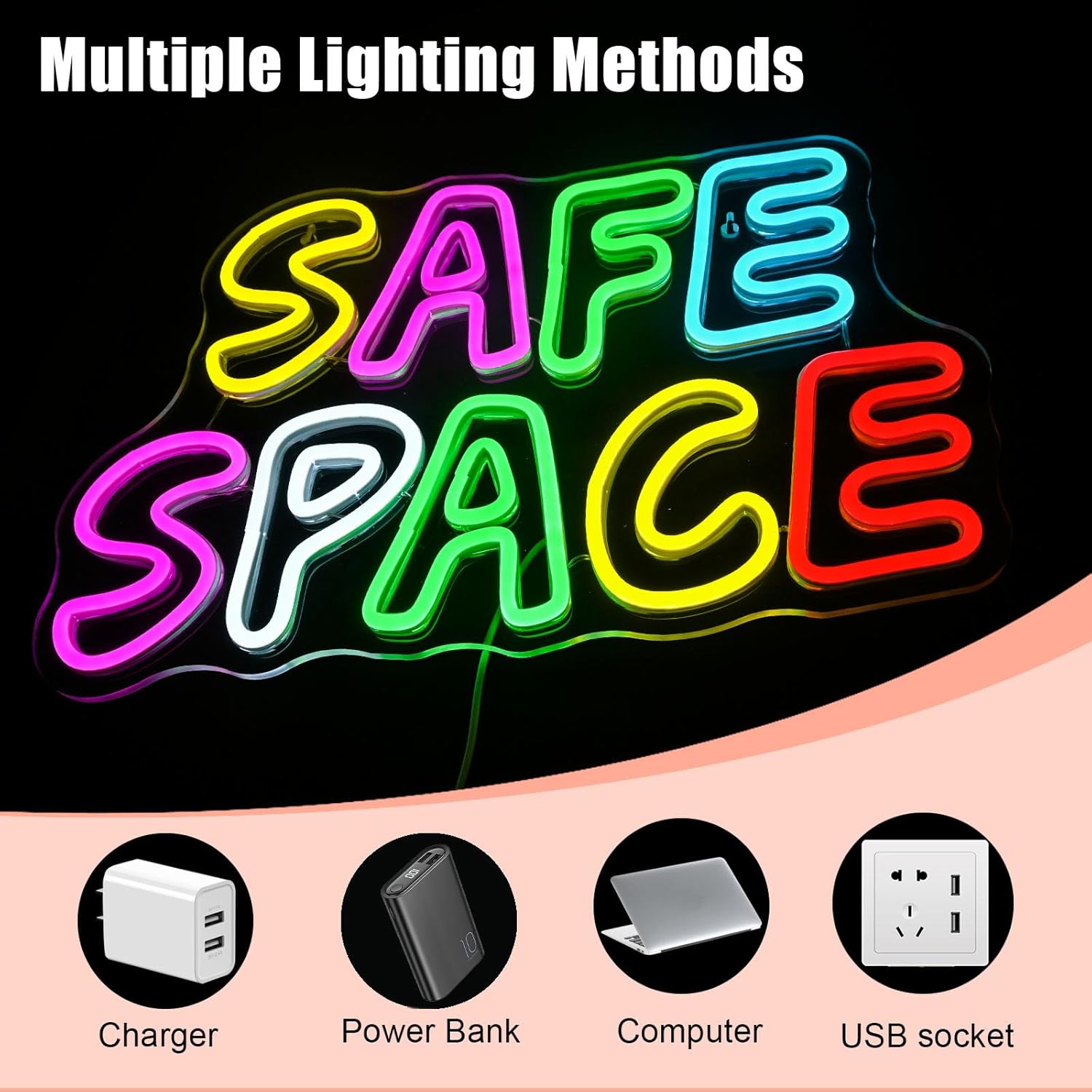 Affirming neon wall light for LGBTQ+ and therapy spaces