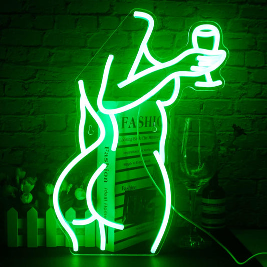Sexy Woman Neon Sign - LED Wall Light with Vinyl Record Design for Bar & Club Decor - Deen neon