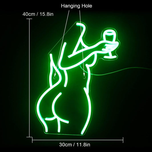 Sexy Woman Neon Sign - LED Wall Light with Vinyl Record Design for Bar & Club Decor - Deen neon