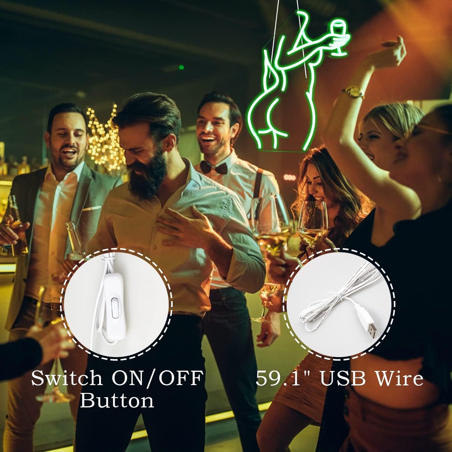 Sexy Woman Neon Sign - LED Wall Light with Vinyl Record Design for Bar & Club Decor - Deen neon