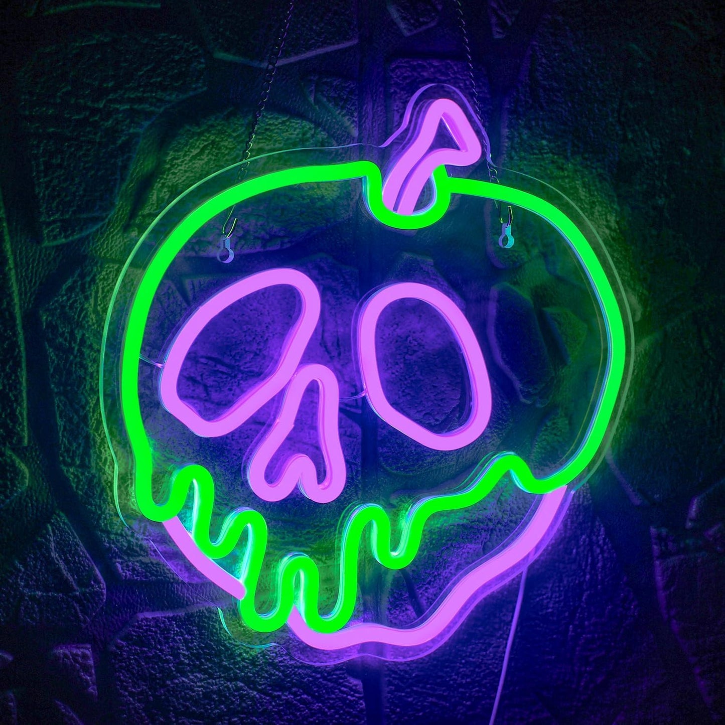 Skull Apple Neon Sign – Edgy Artistic LED Light for Home and Bar Decor

