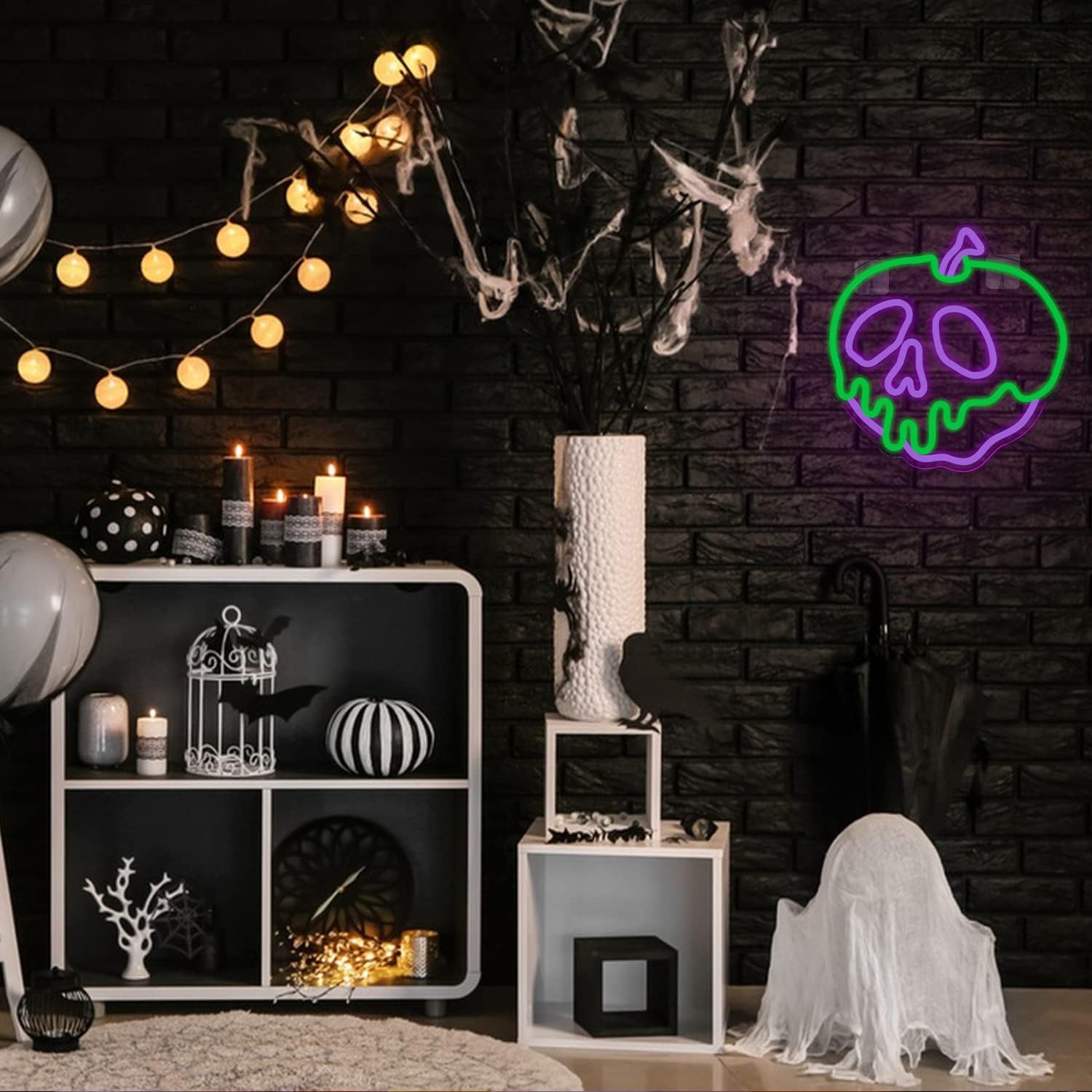 Skull Apple Neon Sign – Edgy Artistic LED Light for Home and Bar Decor

