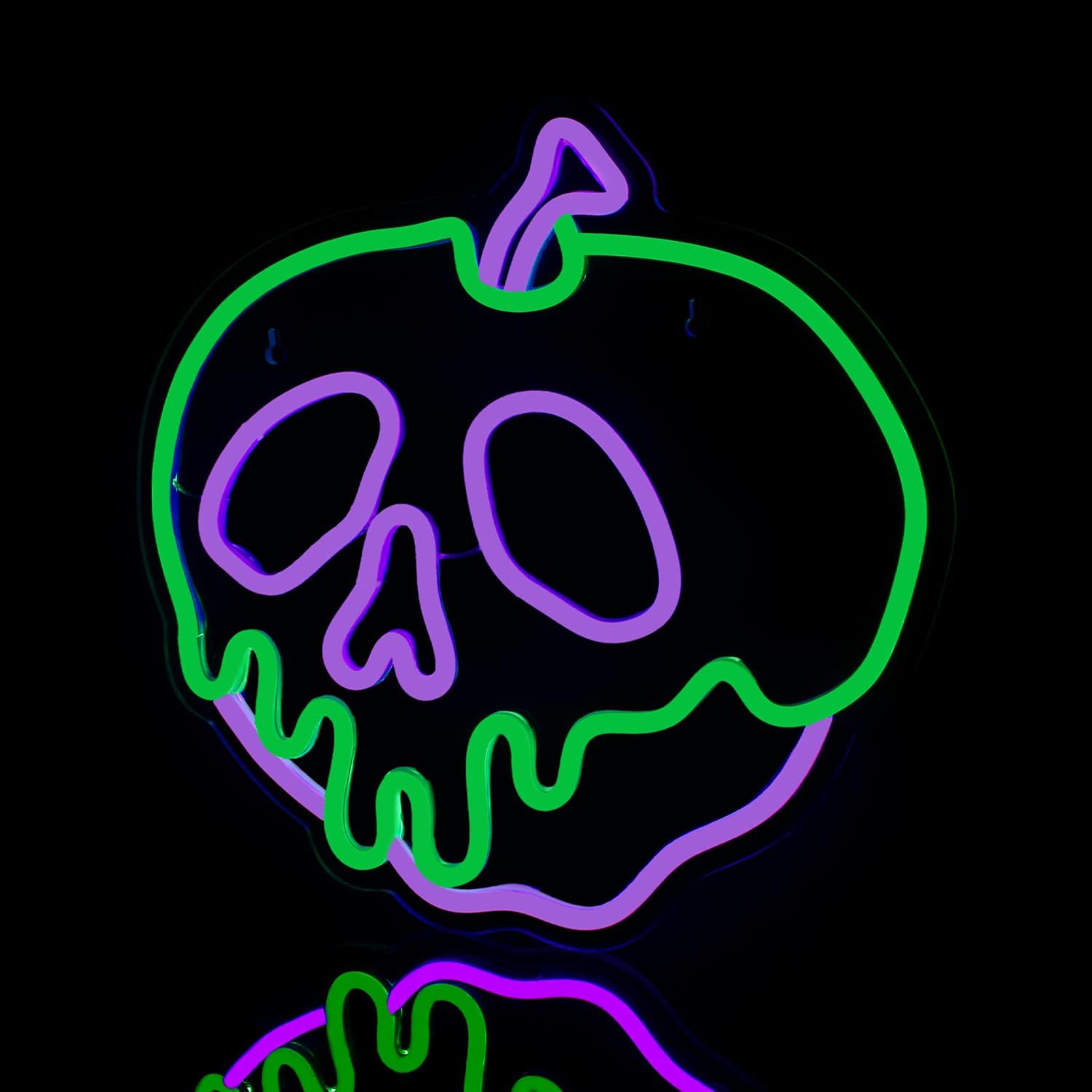 Skull Apple Neon Sign – Edgy Artistic LED Light for Home and Bar Decor

