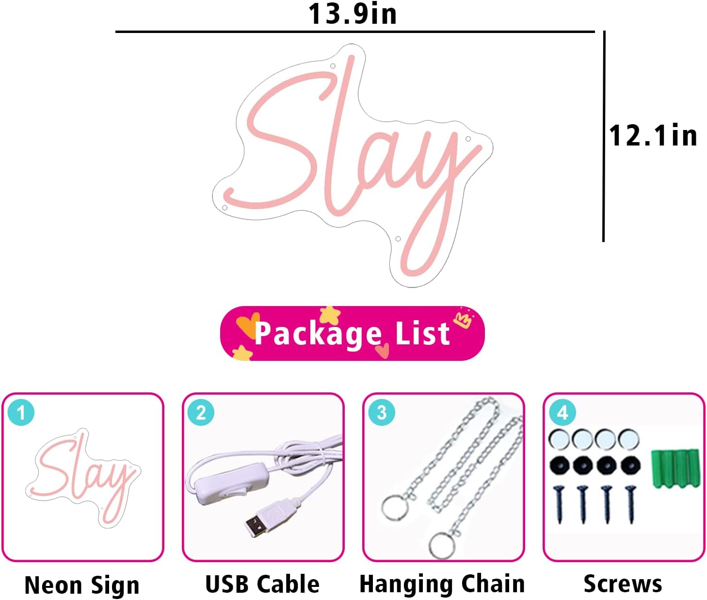 SLAY Neon Sign - LED Wall Light for Beauty Rooms, Salons & Trendy Decor - Deen neon