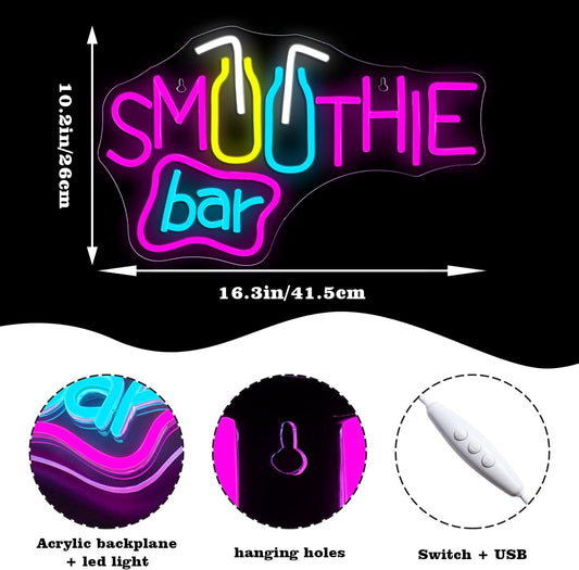 Smoothie Bar Neon Sign – Colorful LED Light for Juice & Beverage Shops