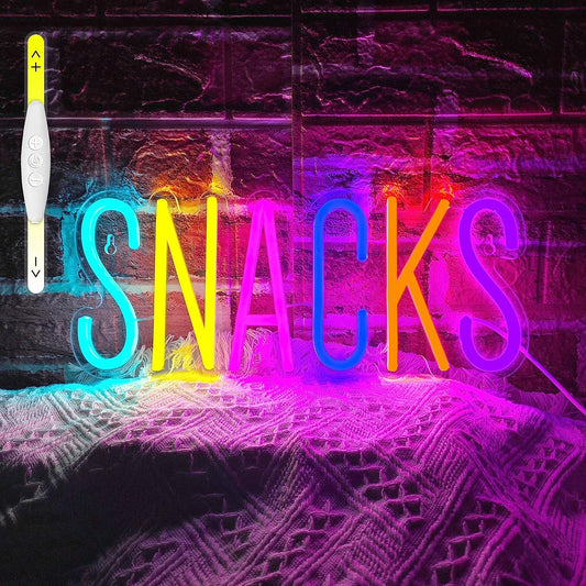 Colorful “Snacks” LED neon light sign for kitchen or snack bar wall decor
