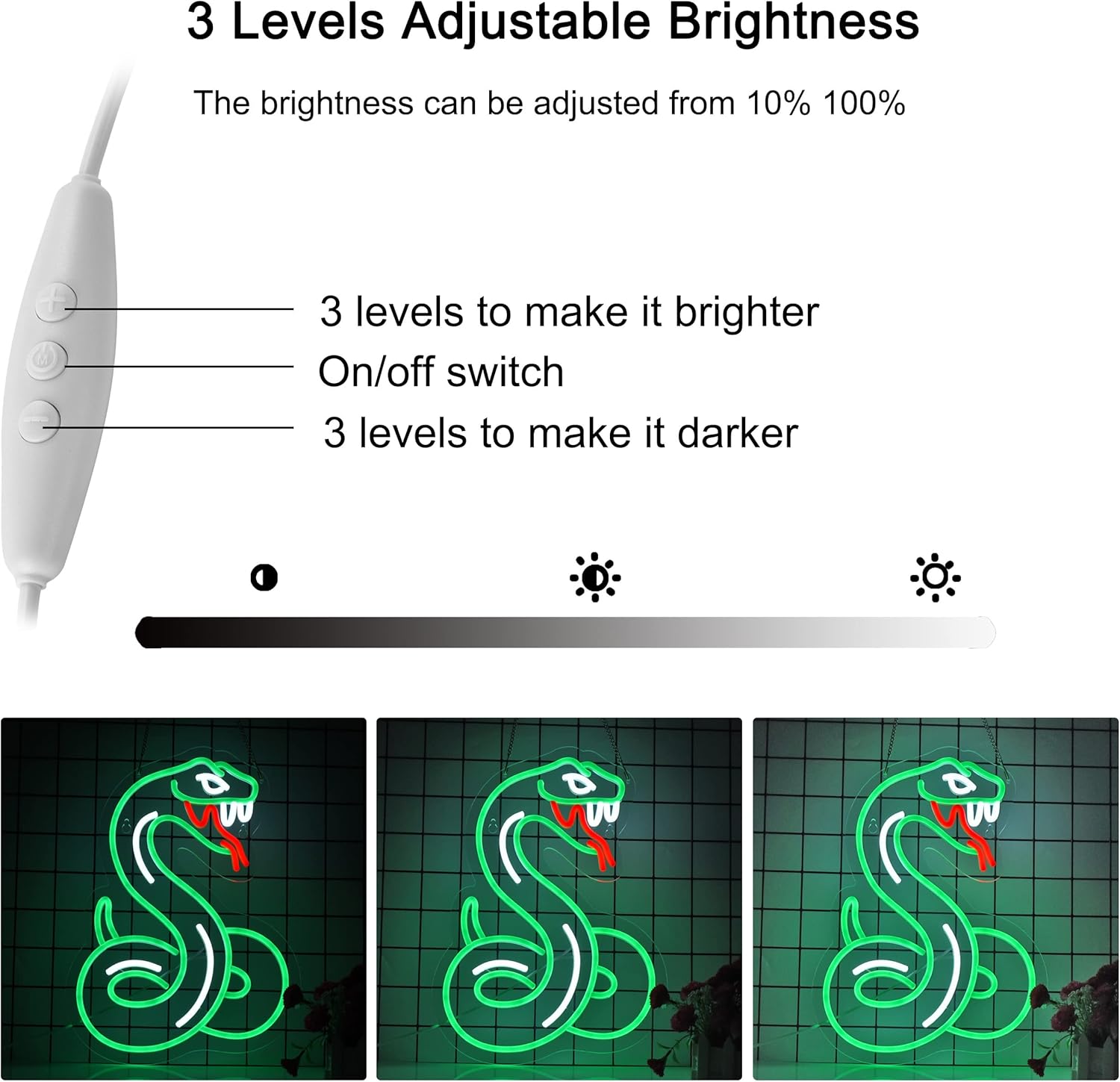 Snake Neon Sign with Flickering Tongue Wall Decor