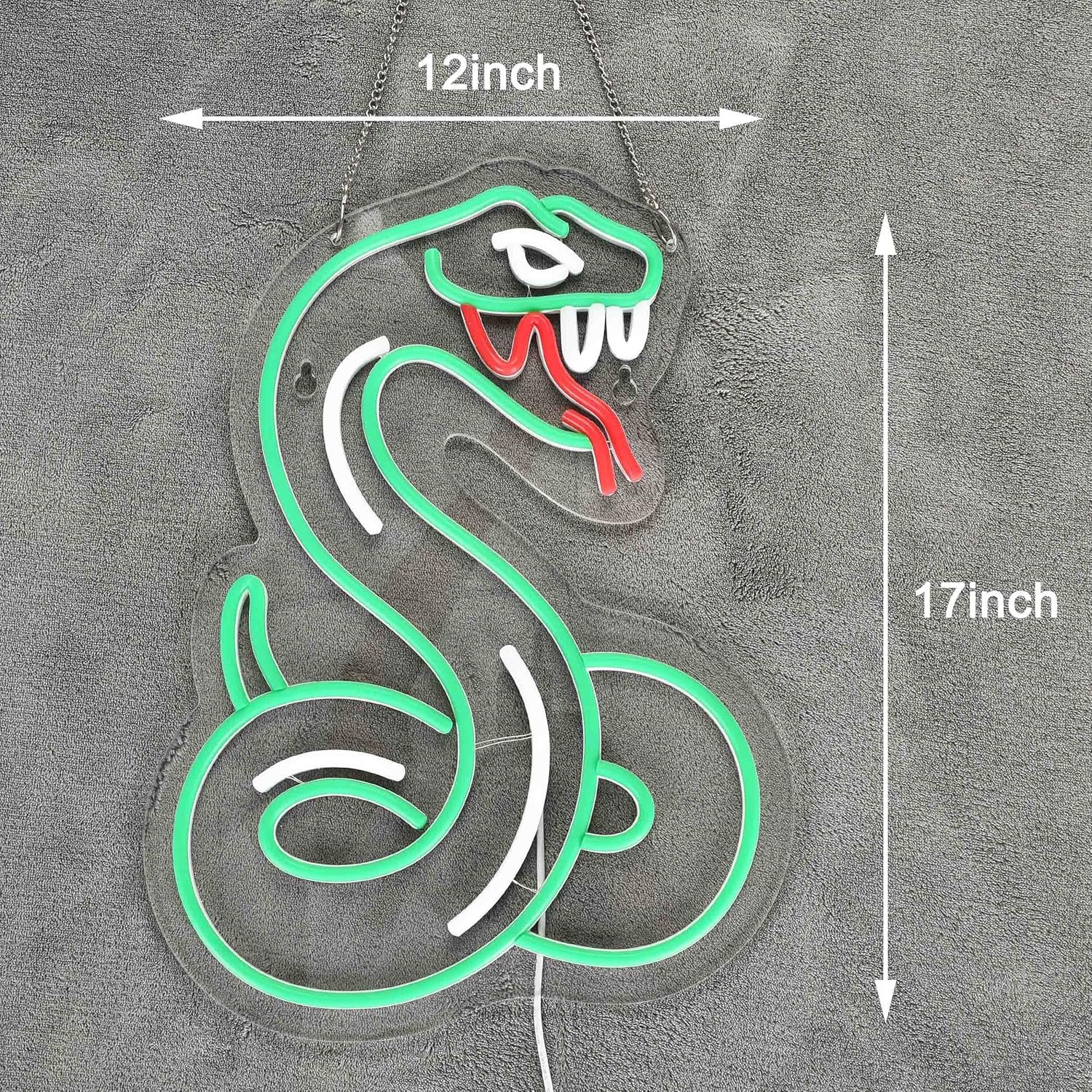 Snake Neon Sign with Flickering Tongue Wall Decor