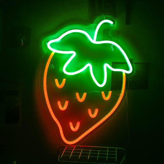 Strawberry Neon Sign - LED Wall Light for Bedroom, Bar, Cafe & Party Decor - Deen neon