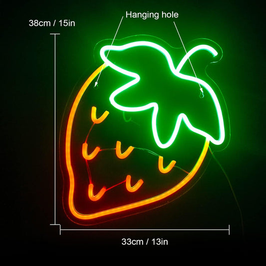Strawberry Neon Sign - LED Wall Light for Bedroom, Bar, Cafe & Party Decor - Deen neon