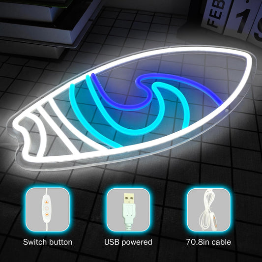 Surfboard Neon Sign – LED Light for Beach Decor & Surf-Themed Rooms