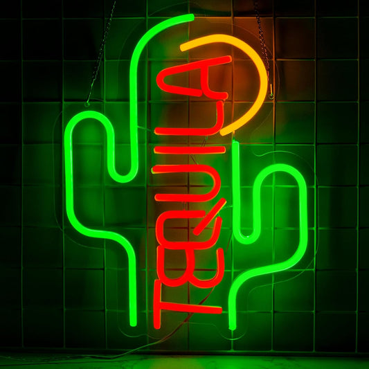 Tequila Cactus Neon Sign – Fun LED Light for Bars, Lounges, and Parties