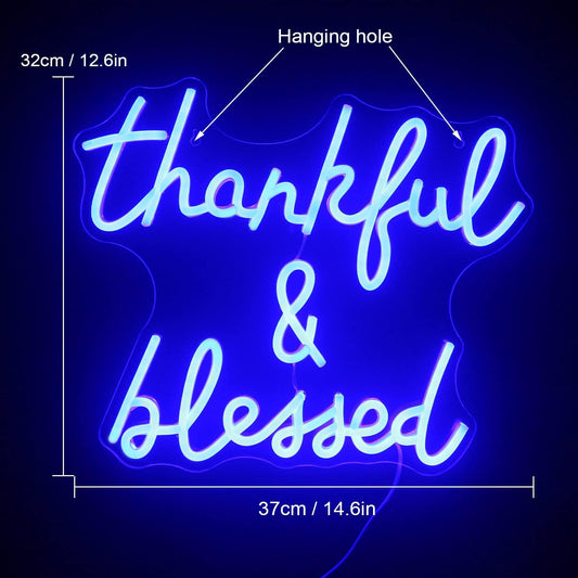 Thankful Blessed" Neon Sign – LED Wall Light for Home & Cozy Room Decor - Deen neon