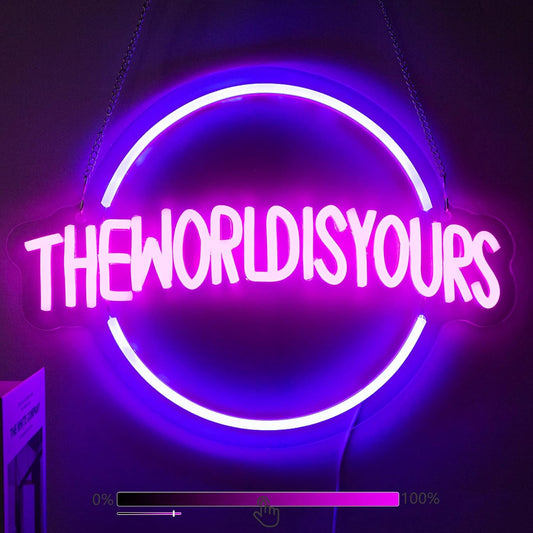 The World Is Yours Globe Neon Sign - LED Wall Light for Home & Business