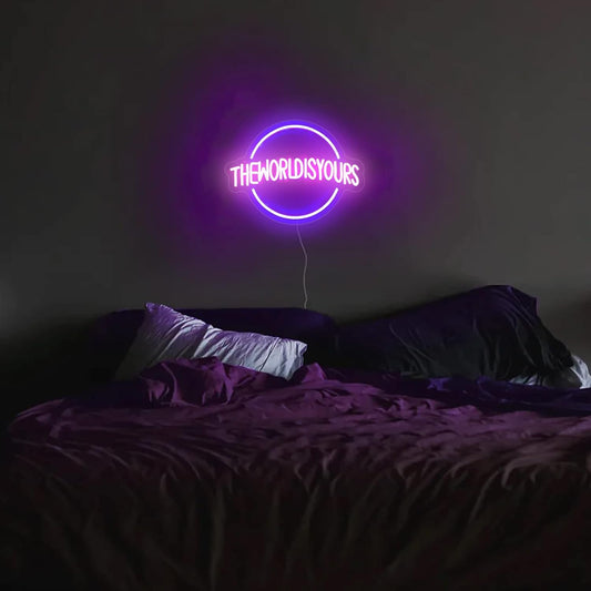 The World Is Yours Globe Neon Sign - LED Wall Light for Home & Business