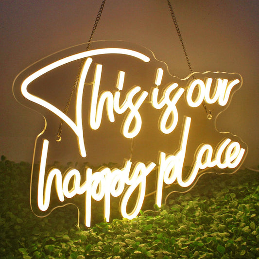 This Is Our Happy Place Neon Sign - LED Wall Light for Cozy Home & Cafe Decor
