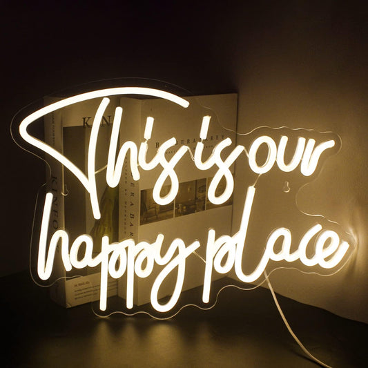 This Is Our Happy Place Neon Sign - LED Wall Light for Cozy Home & Cafe Decor