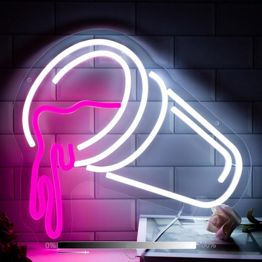 Tilted Water Cup Neon Sign - LED Wall Light for Bars, Cafes & Home Decor