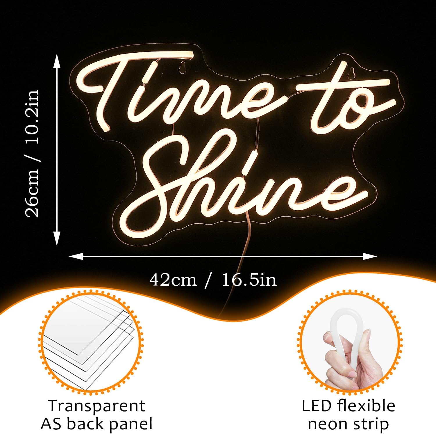 Time to Shine neon sign in LED – pink motivational wall light for home or office