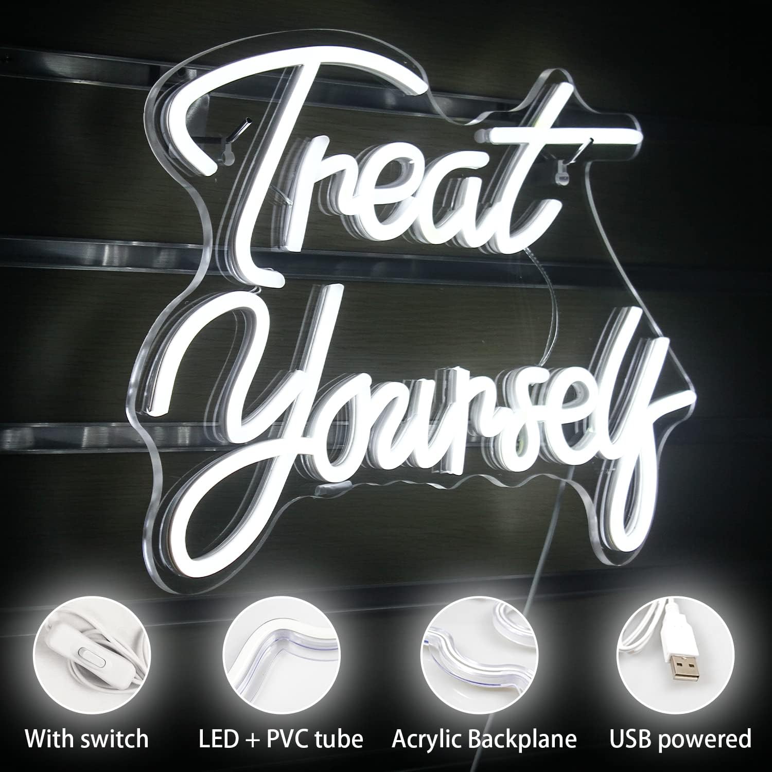 Treat Yourself" Neon Sign – LED Wall Light for Self-Care, Bedroom & Beauty Spaces - Deen neon