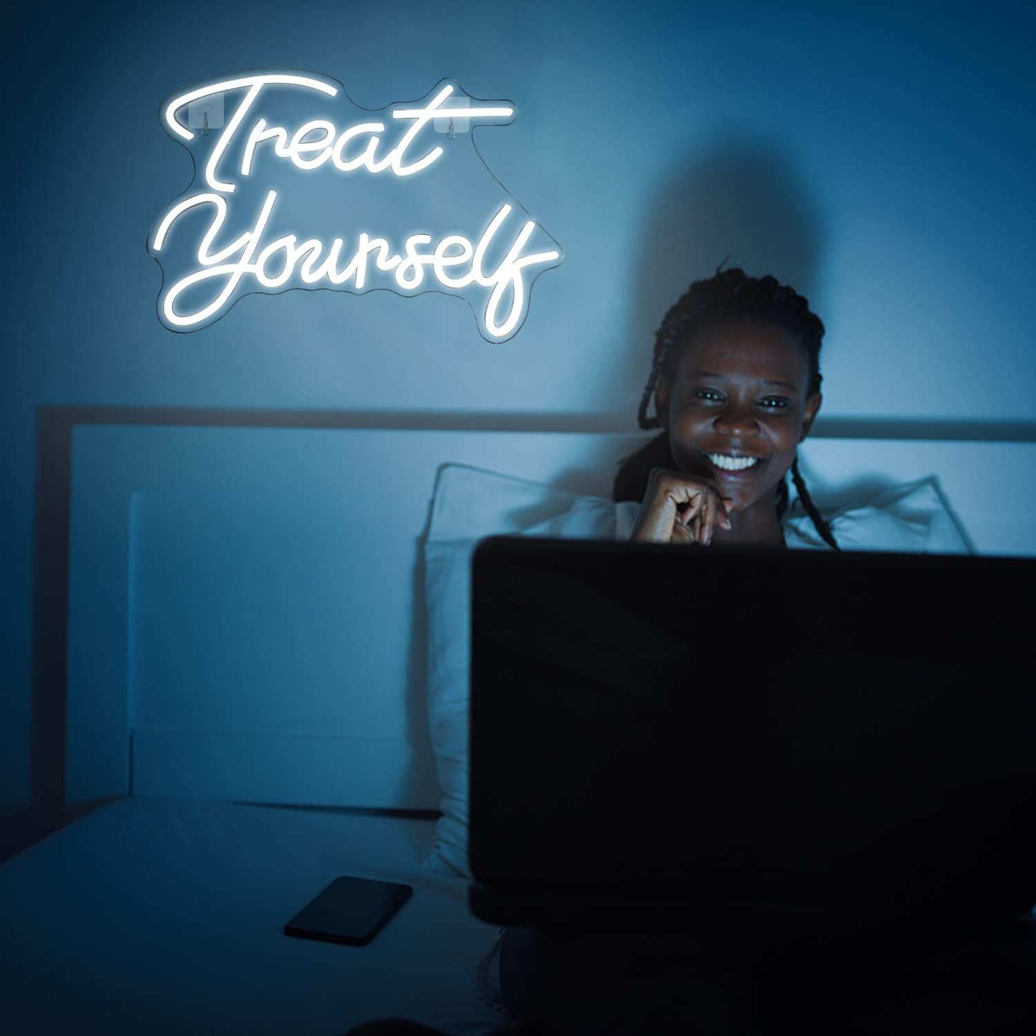 Treat Yourself" Neon Sign – LED Wall Light for Self-Care, Bedroom & Beauty Spaces - Deen neon