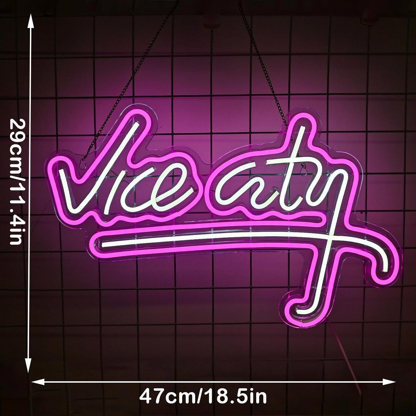 Vice City Neon Sign - Pink & Blue LED Light for Miami & Retro Aesthetic Decor - Deen neon