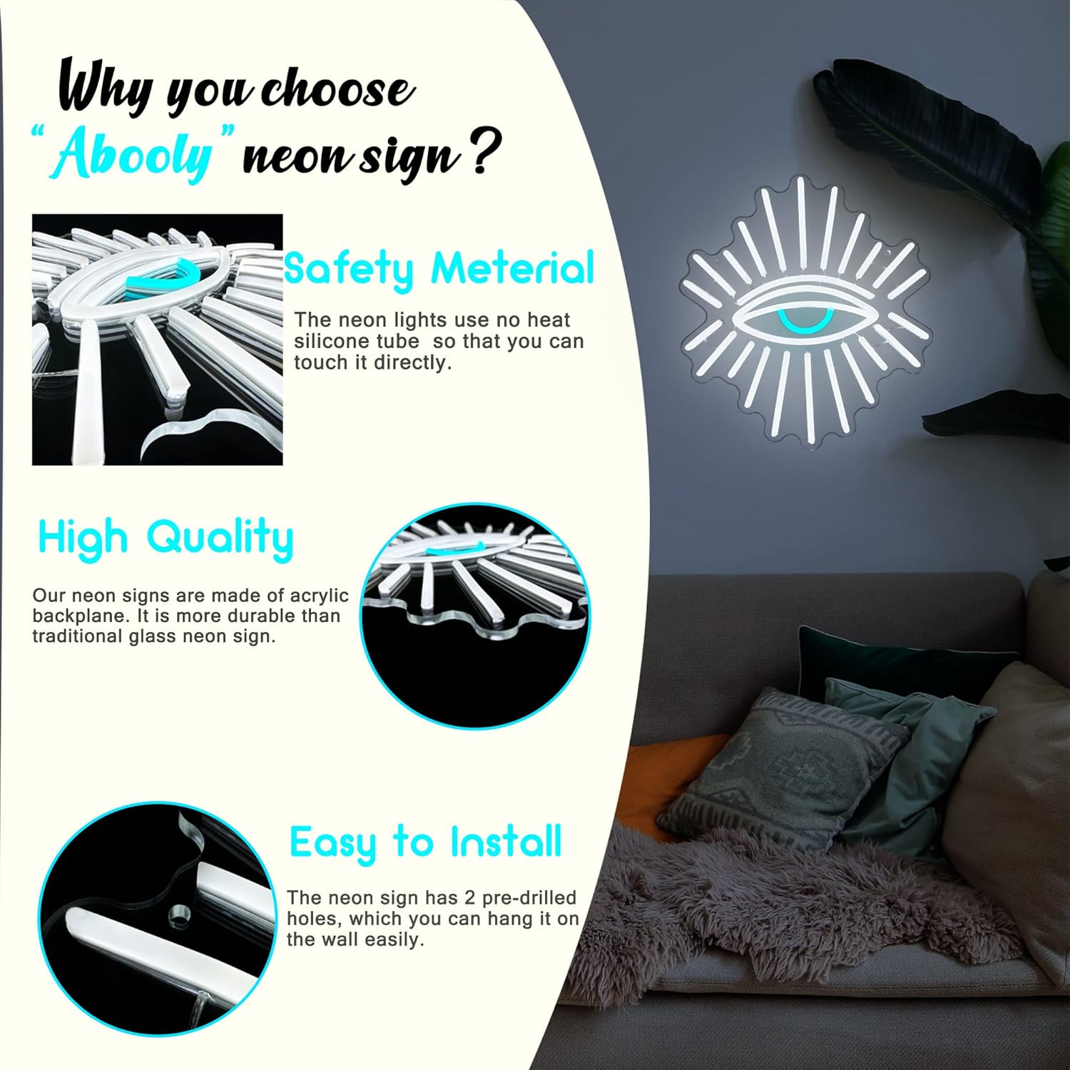 All Seeing Eye Neon Sign - LED Wall Light for Aesthetic Room & Spiritual Decor - Deen neon