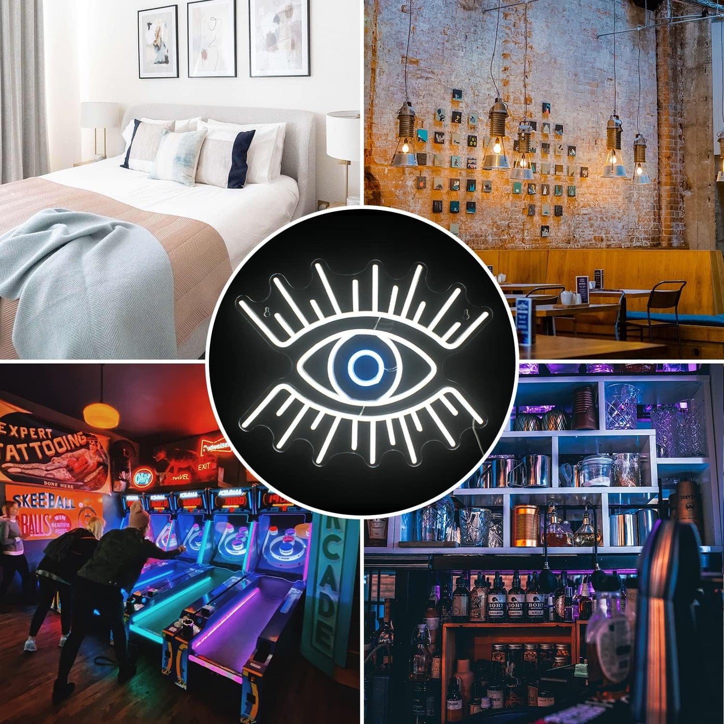 White Eye Neon Sign - LED Wall Hanging Light for Home, Bar, and Aesthetic Decor - Deen neon