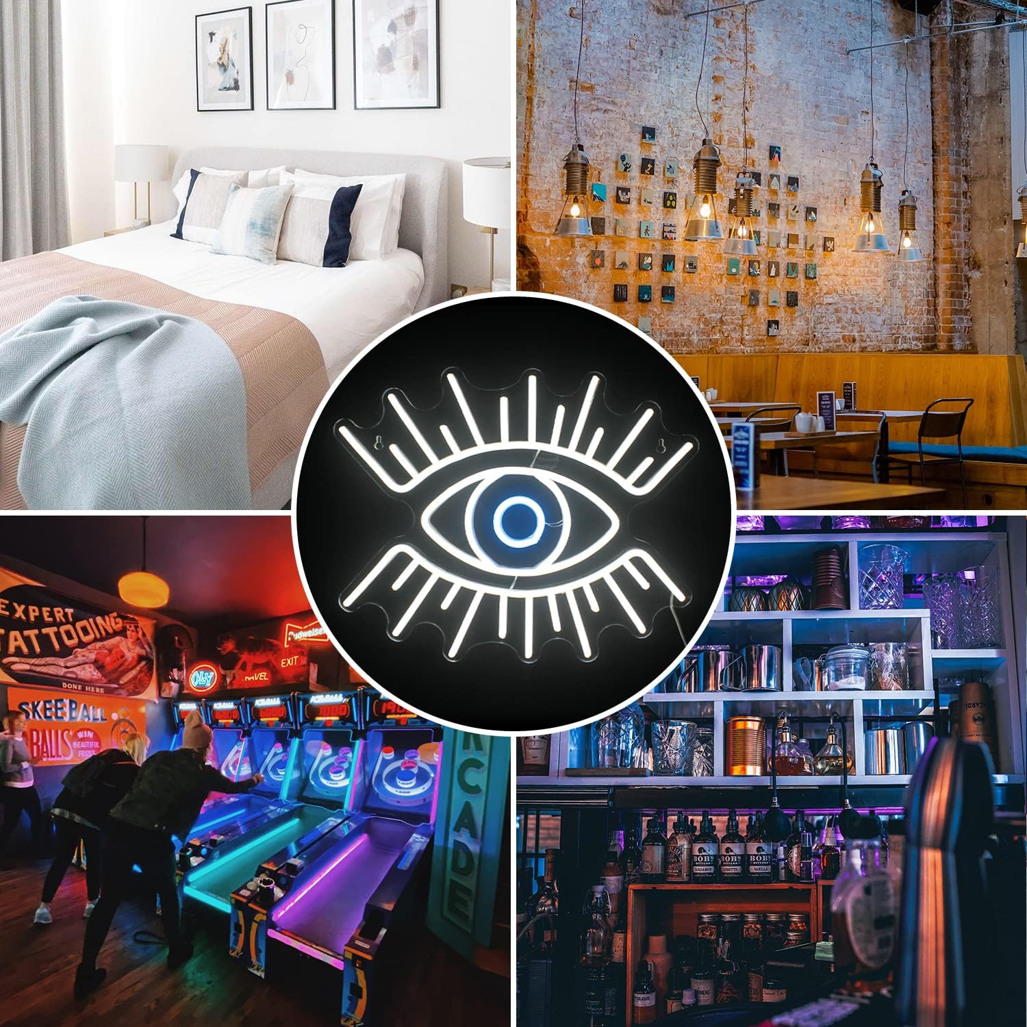 White Eye Neon Sign - LED Wall Hanging Light for Home, Bar, and Aesthetic Decor - Deen neon