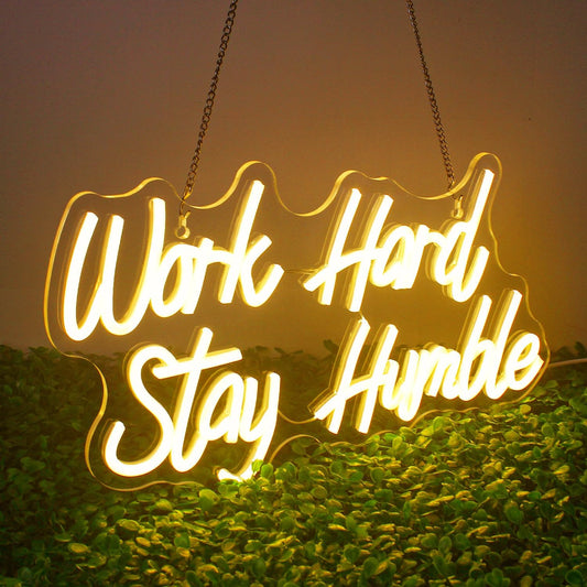 Work Hard Stay Humble Neon Sign - LED Wall Light for Motivational Decor