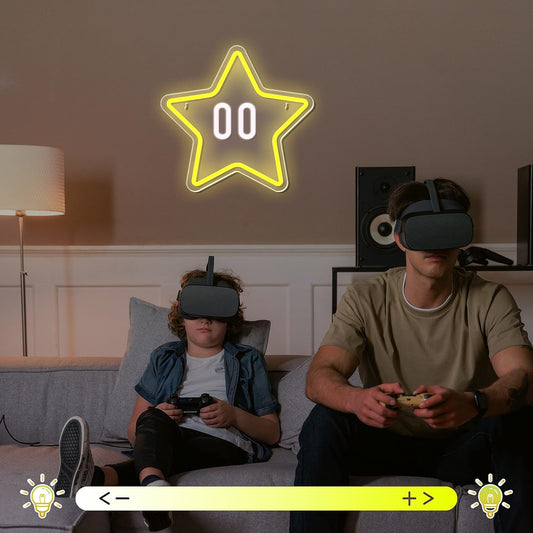 Yellow Star Neon Sign - LED Wall Light for Gaming Room & Kids' Room Decor - Deen neon
