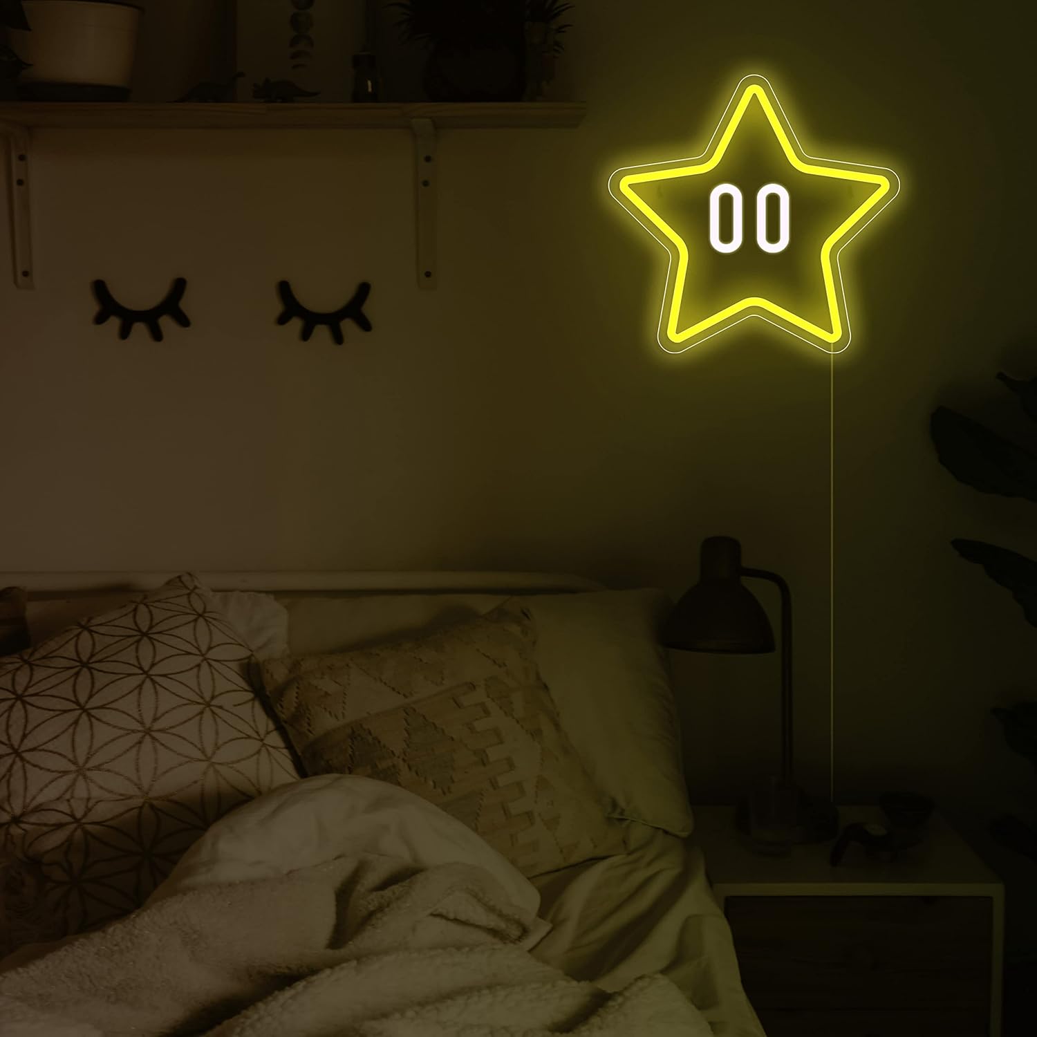 Yellow Star Neon Sign - LED Wall Light for Gaming Room & Kids' Room Decor - Deen neon