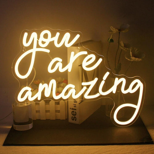 LED neon sign with the words "you are amazing" – inspirational wall decor