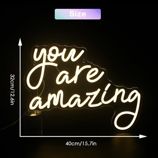 LED neon sign with the words "you are amazing" – inspirational wall decor