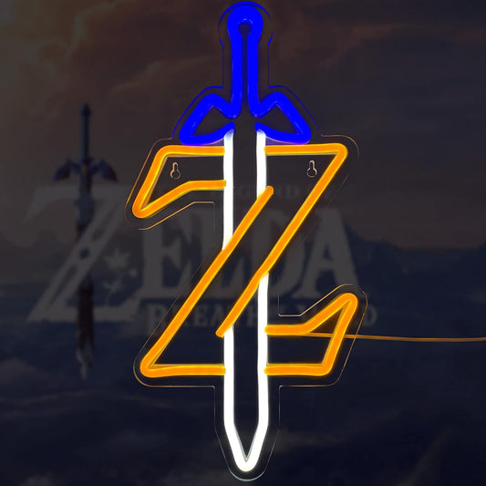 Zelda sword and Z neon sign – LED gaming wall light for gamers and collectors